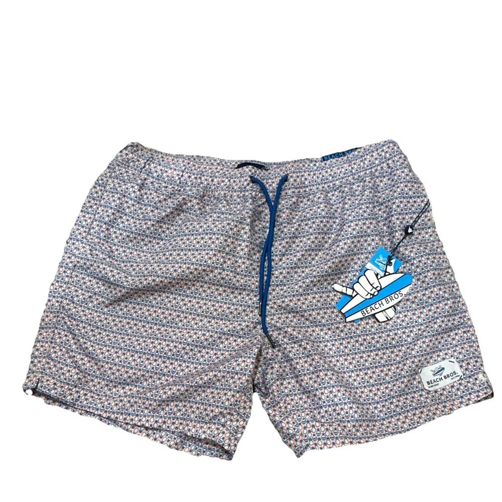 NWT Beach Bros Men's Swim Trunks Pink Blue Pineapple Skull Print size XL